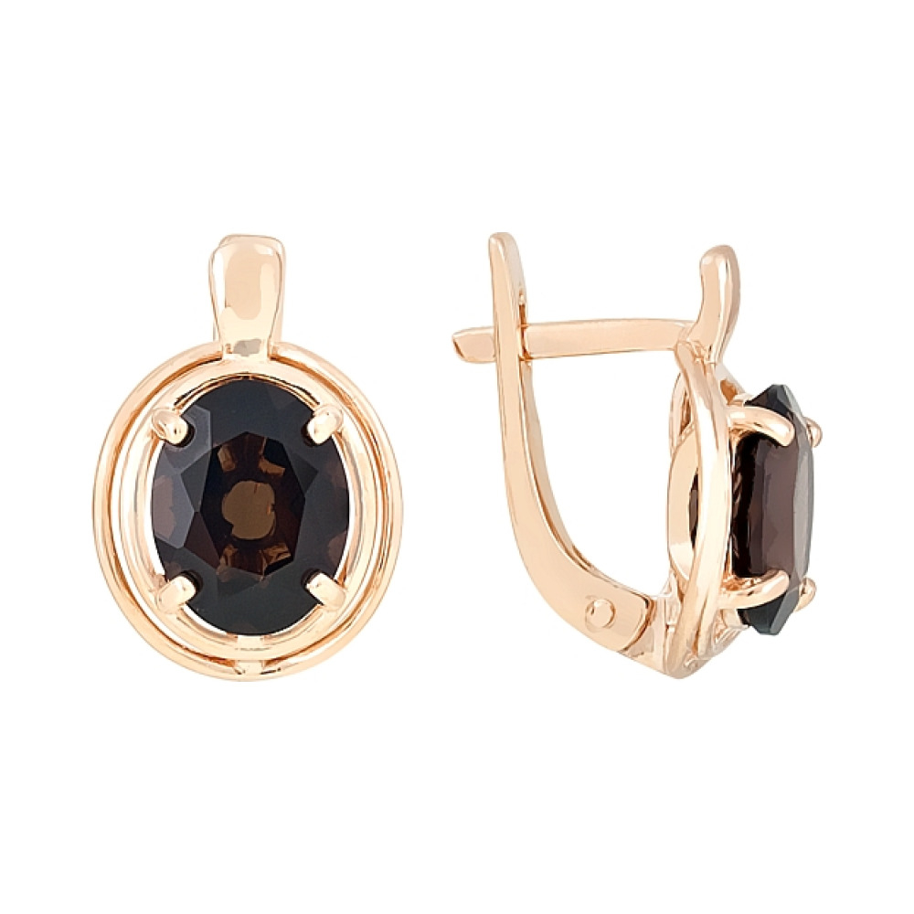 Золотые серьги с раухтопазом № 111503