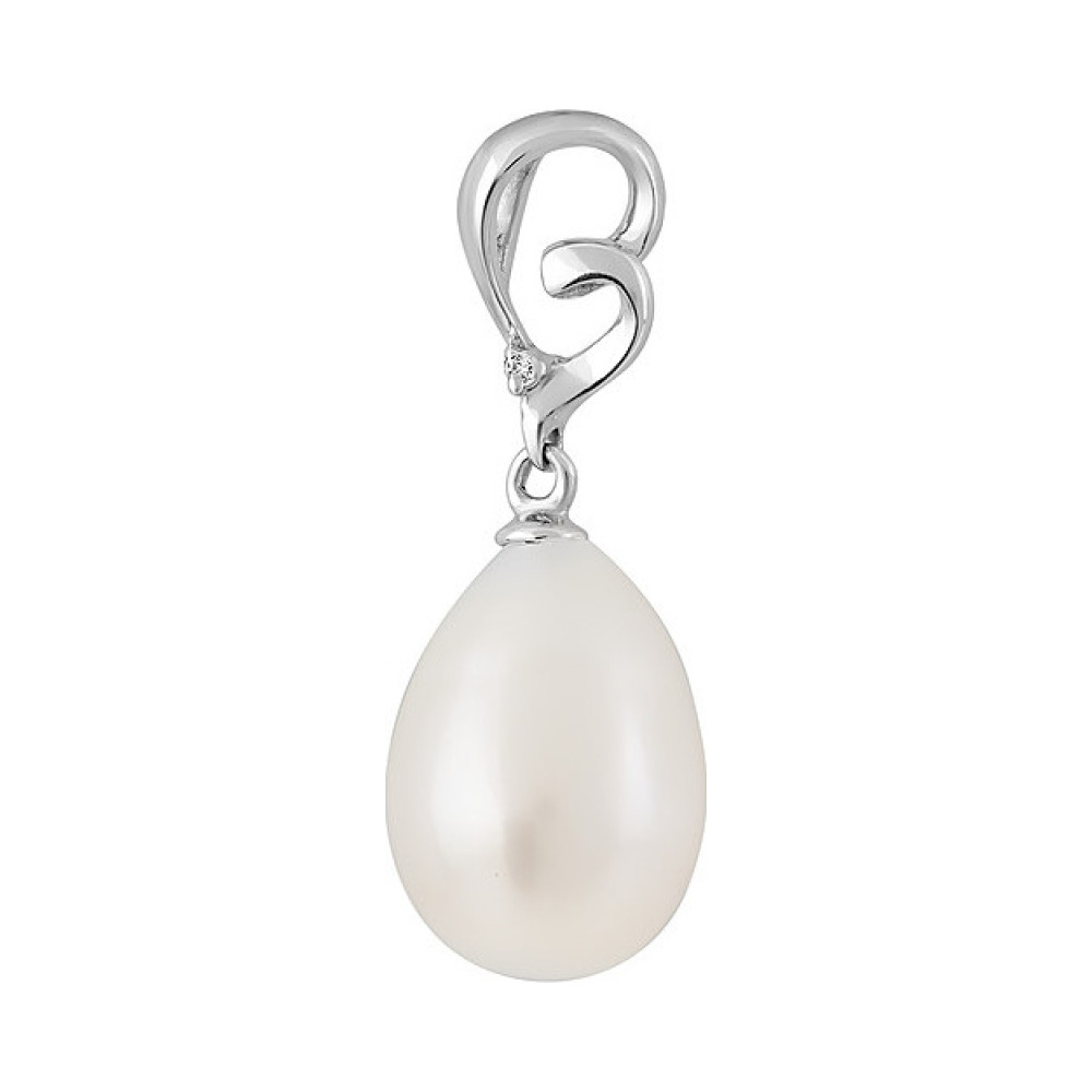 Серебряная подвеска с жемчугом и фианитом № 131620