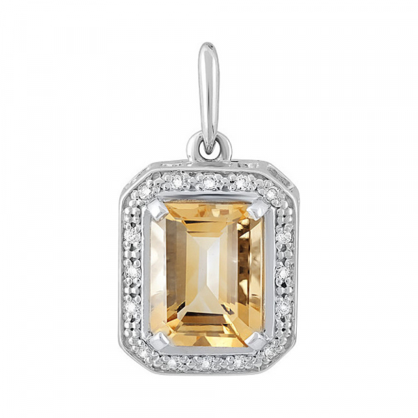 Серебряная подвеска с цитрином и фианитом № 132118