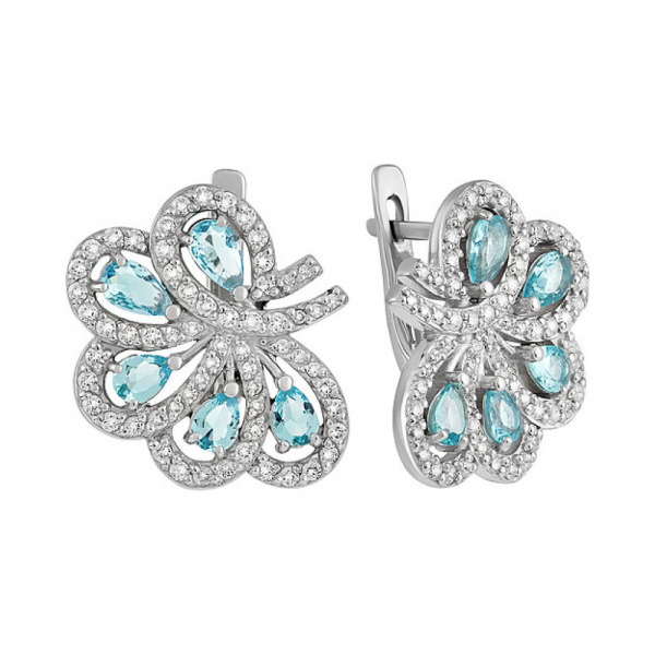 Серебряные серьги с алпанитом и фианитом № 134787