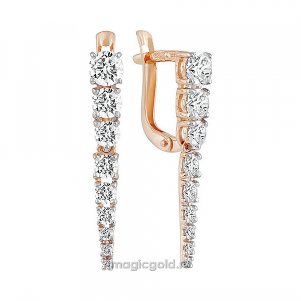 Золотые серьги с фианитом № 140446