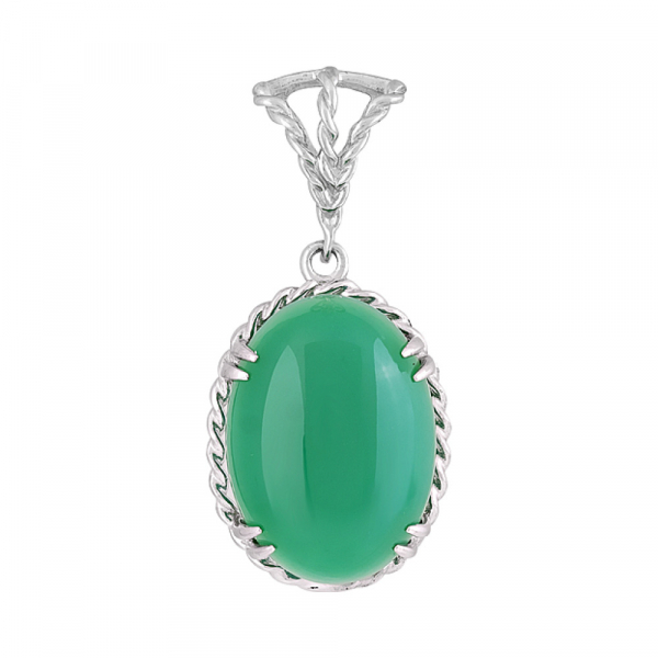 Серебряная подвеска с зелёным ониксом  № 128085