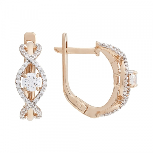 Золотые серьги с фианитами № 109064