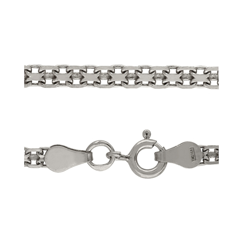 Серебряная цепь бисмарк родированная № 94625