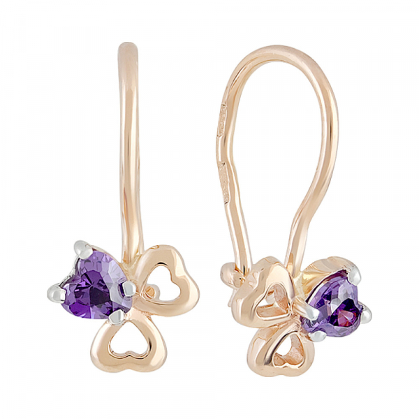 Золотые серьги с фианитом № 127733