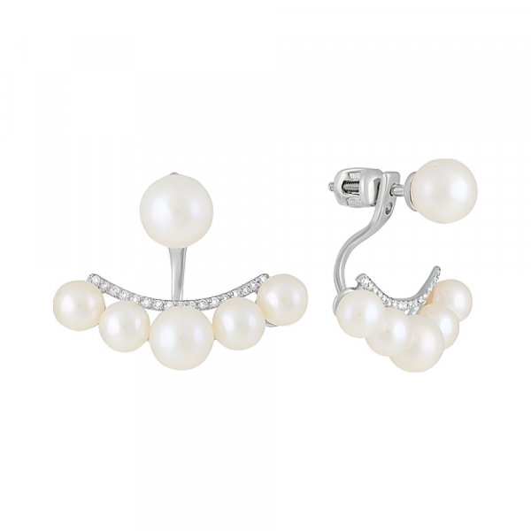 Пуссеты с жемчугом и фианитом № 126937