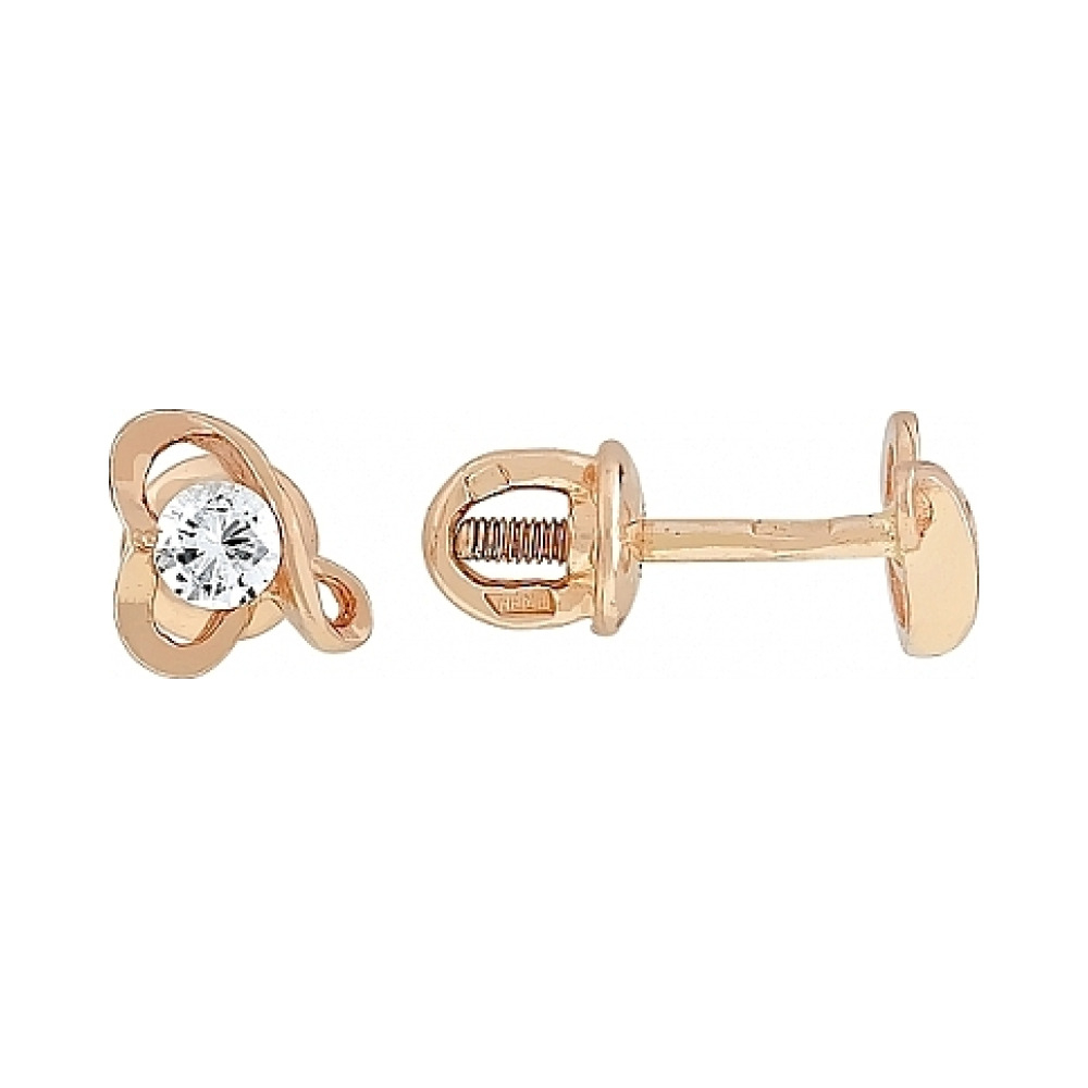 Золотые серьги с фианитом № 106841