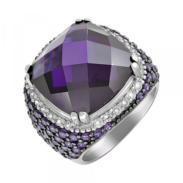 Серебряное кольцо с фианитом № 80588