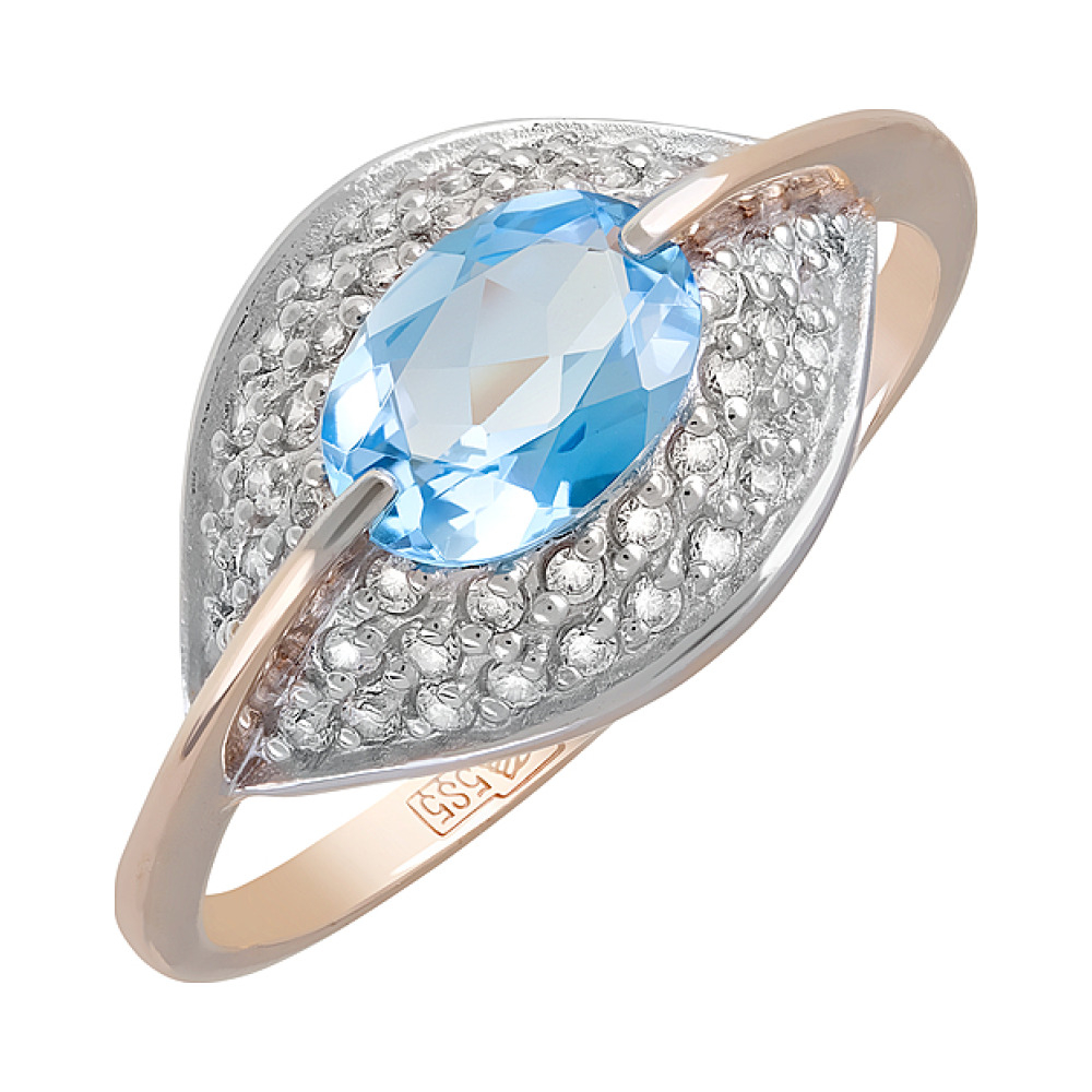 Золотое кольцо с топазом и фианитом № 122793