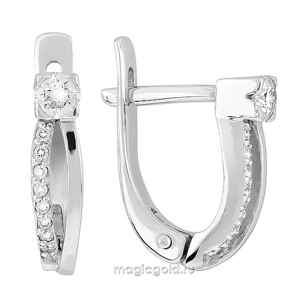 Золотые серьги с бриллиантом № 108101