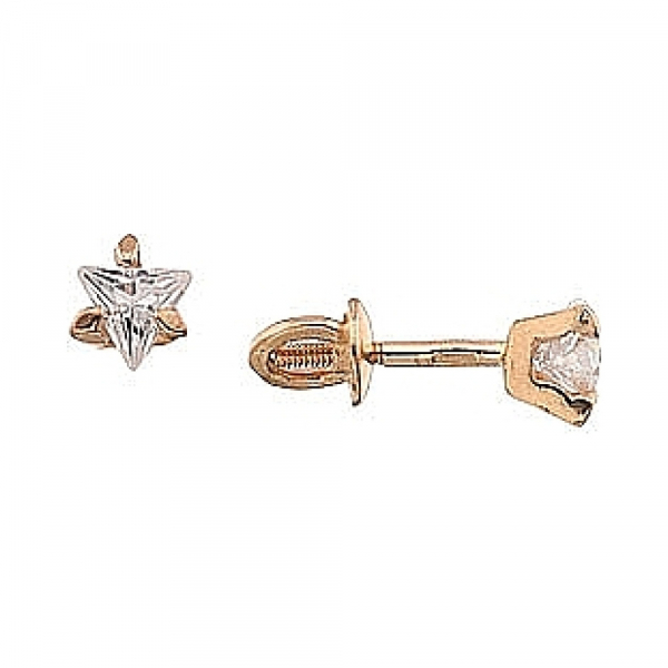 Золотые серьги с фианитом № 37051