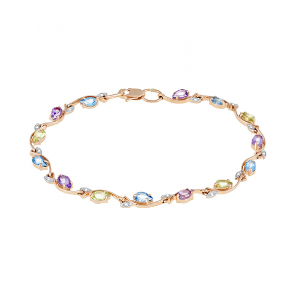 Золотой браслет с полудраг. вставками и фианитом № 113200