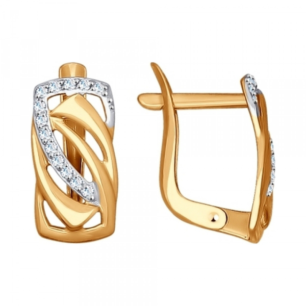 Золотые серьги с фианитом № 136931