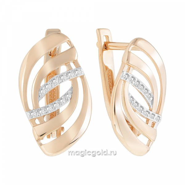 Золотые серьги с фианитом № 173274