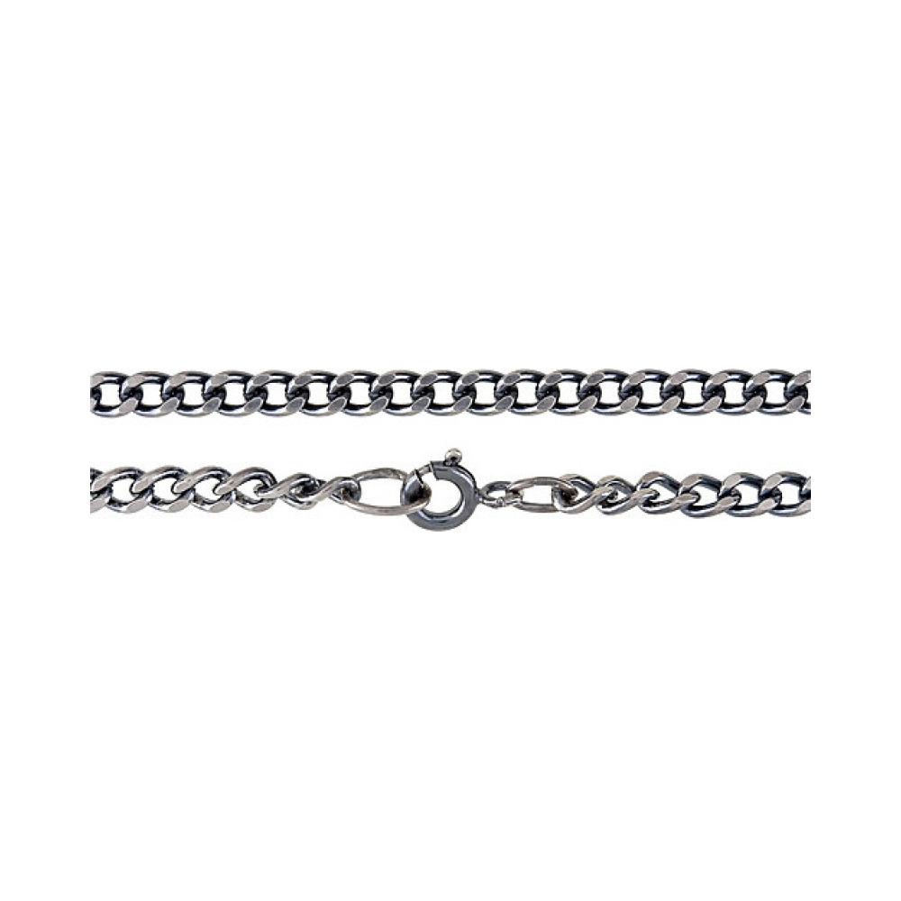 Серебряная цепь панцирная граненая черн. № 33299