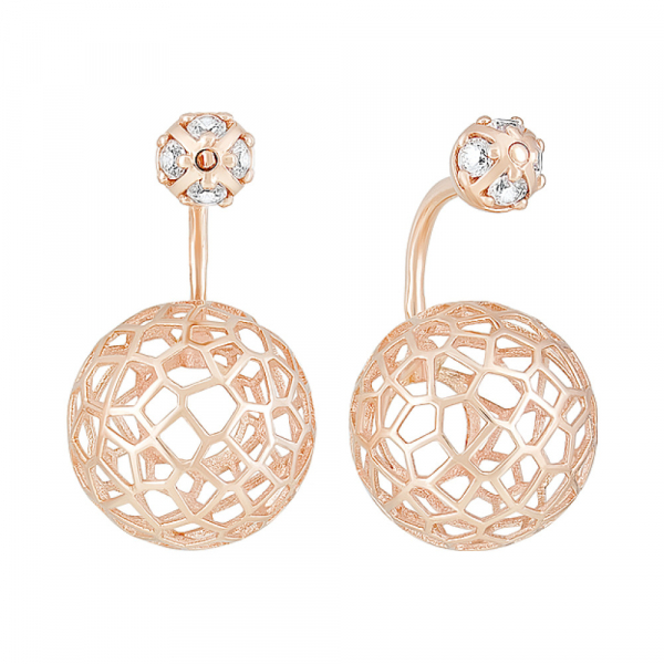 Золотые серьги с фианитами № 124731