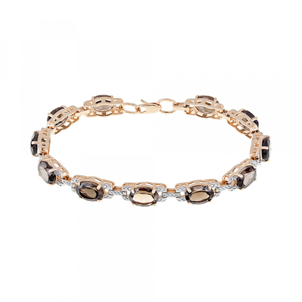 Золотой браслет с раухтопазом и фианитом № 122957