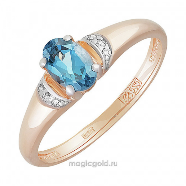 Золотое кольцо с топазом и фианитом № 142127