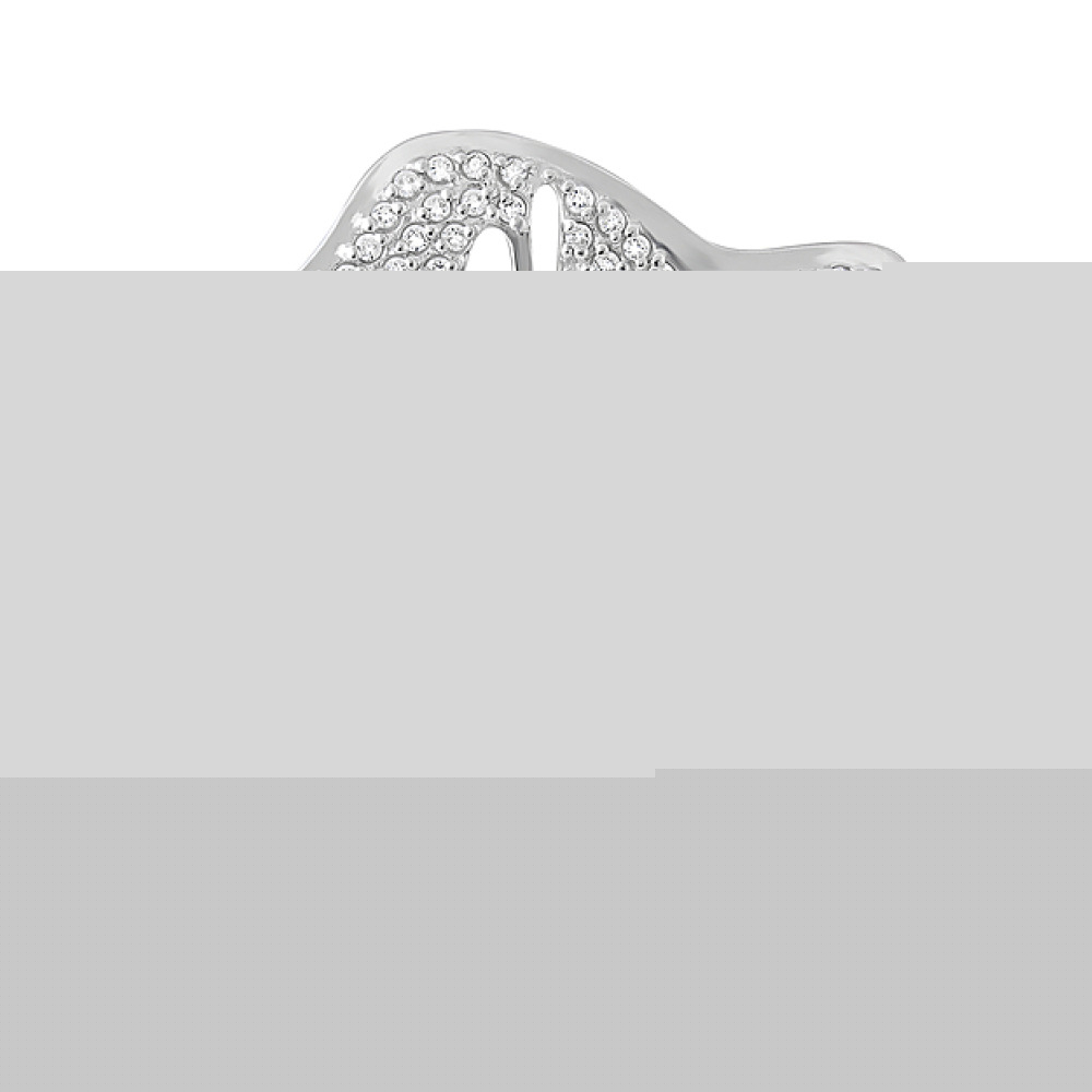 Серебряная брошь с жемчугом и фианитом № 123889