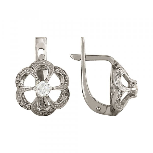 Золотые серьги с бриллиантом № 96606