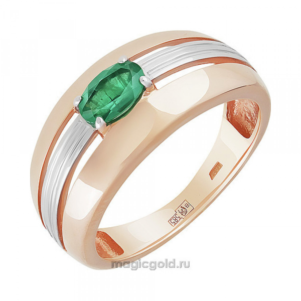 Золотое кольцо с изумрудом № 160732
