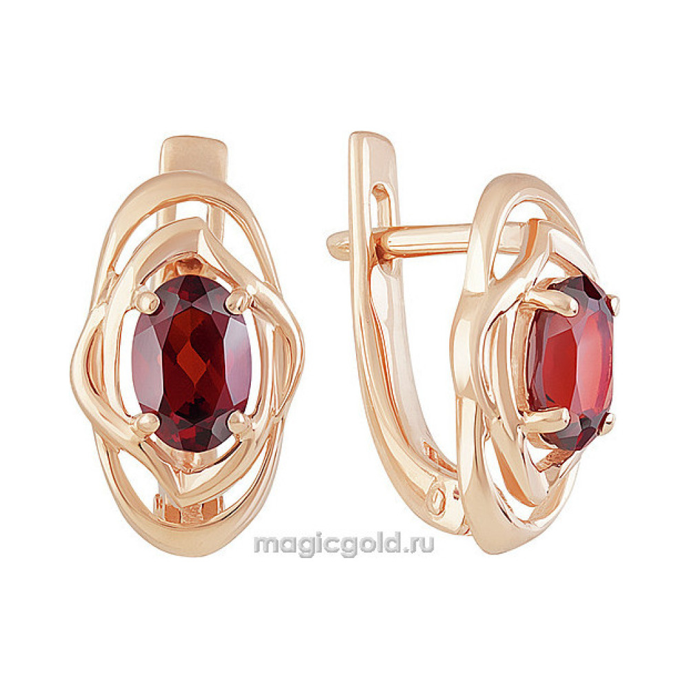 Золотые серьги с гранатом № 158959