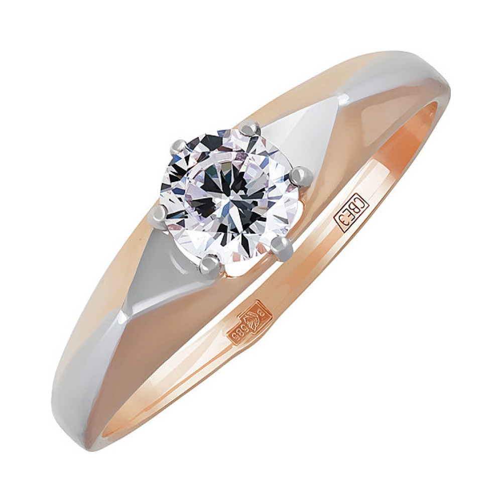 Золотое кольцо с фианитом № 138374