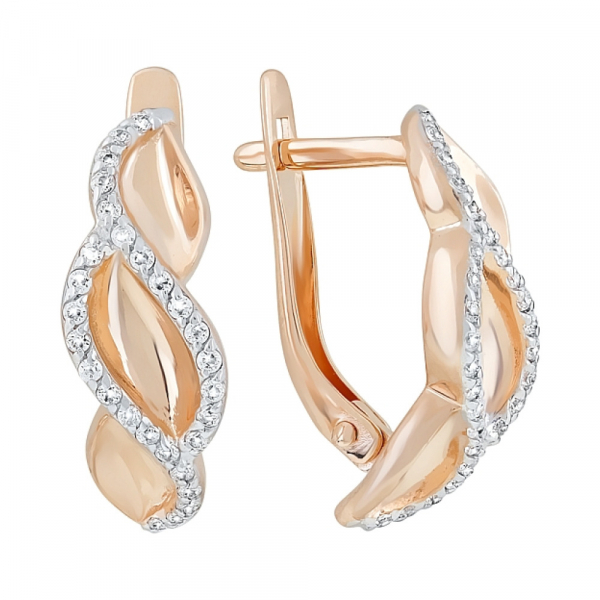 Золотые серьги с фианитами № 121714