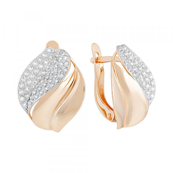 Золотые серьги с фианитом № 130017