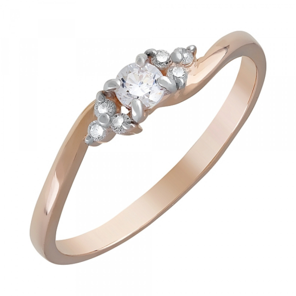 Золотое кольцо с фианитами № 120664