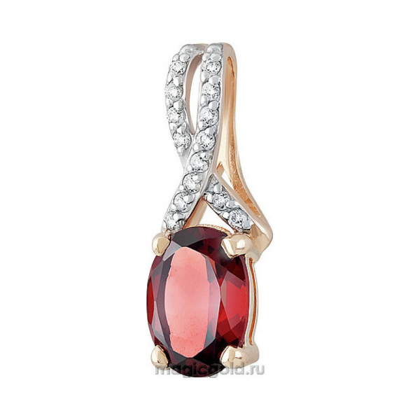 Золотая подвеска с гранатом и фианитом № 139865