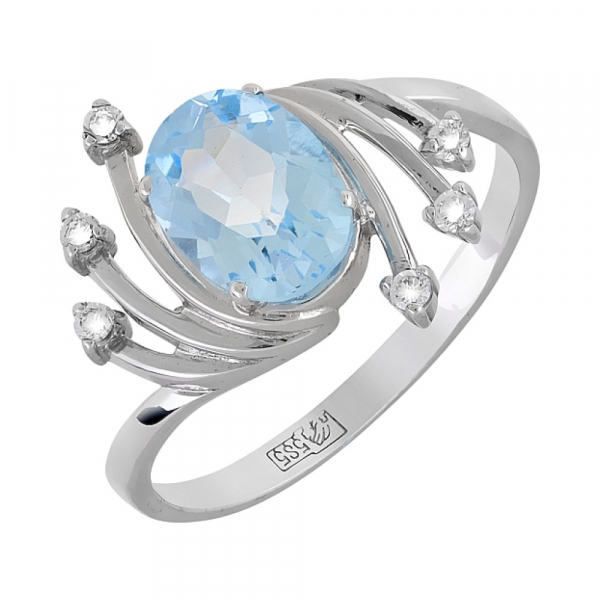 Золотое кольцо с топазом и фианитом № 96754