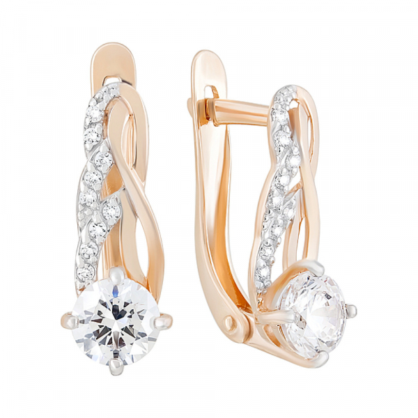 Золотые серьги с кристаллами swarovski № 126748