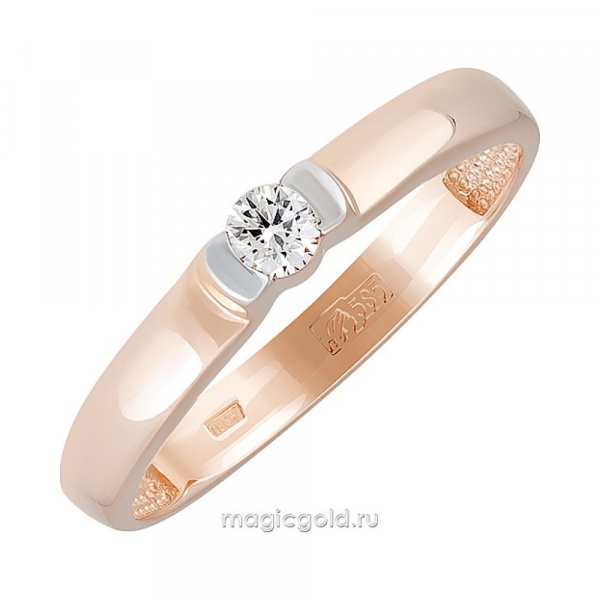 Золотое кольцо с бриллиантом № 163854