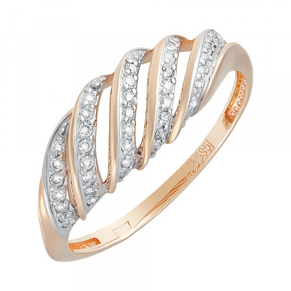 Золотое кольцо с бриллиантом № 128681