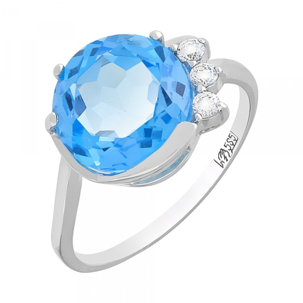 Золотое кольцо с топазом и фианитами № 76102