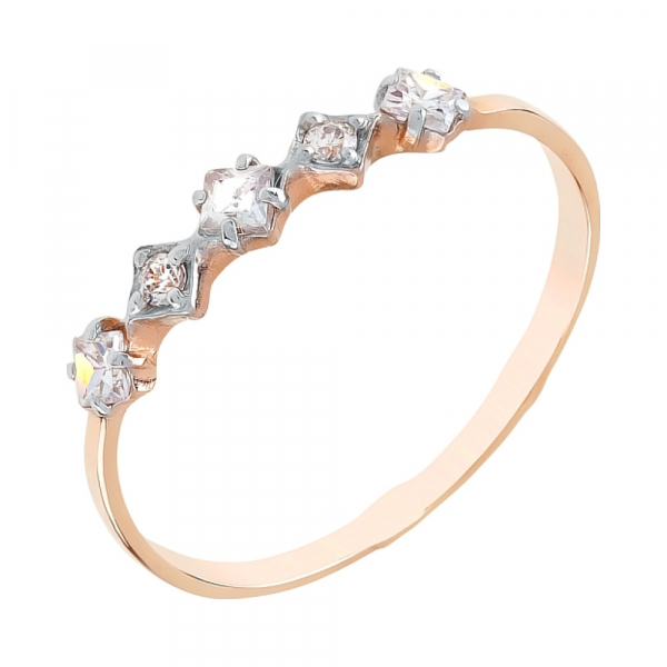 Золотое кольцо с фианитами № 111284