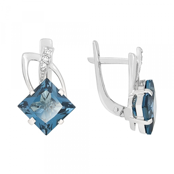 Золотые серьги с топазом и фианитом № 111252