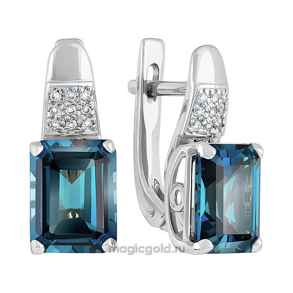 Золотые серьги с топазом и фианитом № 139112