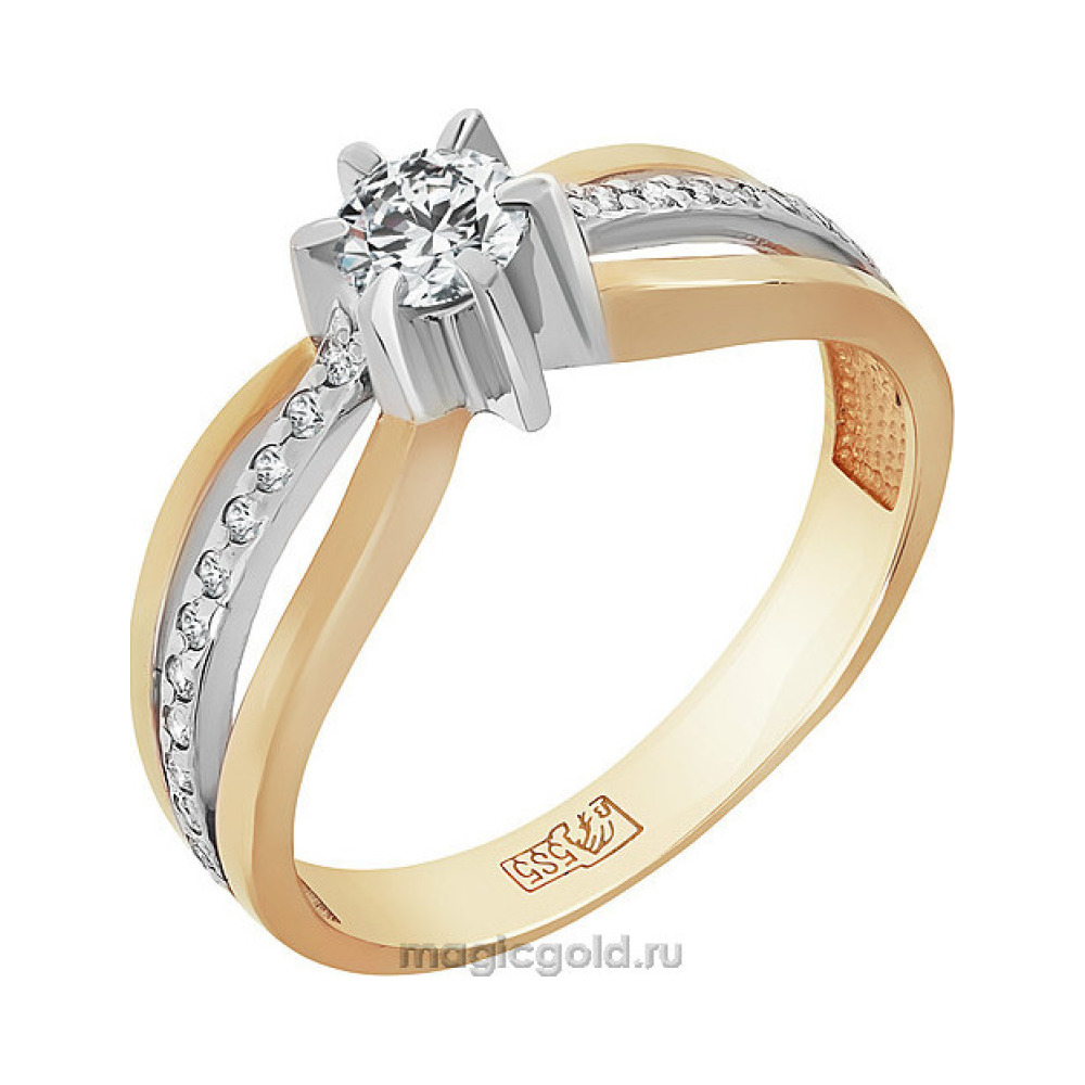 Золотое кольцо с бриллиантом № 156049