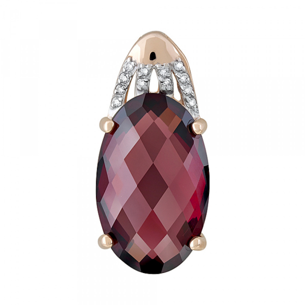 Золотая подвеска с гранатом и фианитом № 121022