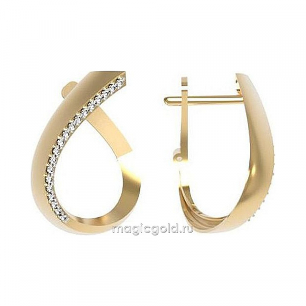 Золотые серьги с фианитом № 173540