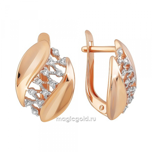 Золотые серьги с фианитом № 163837