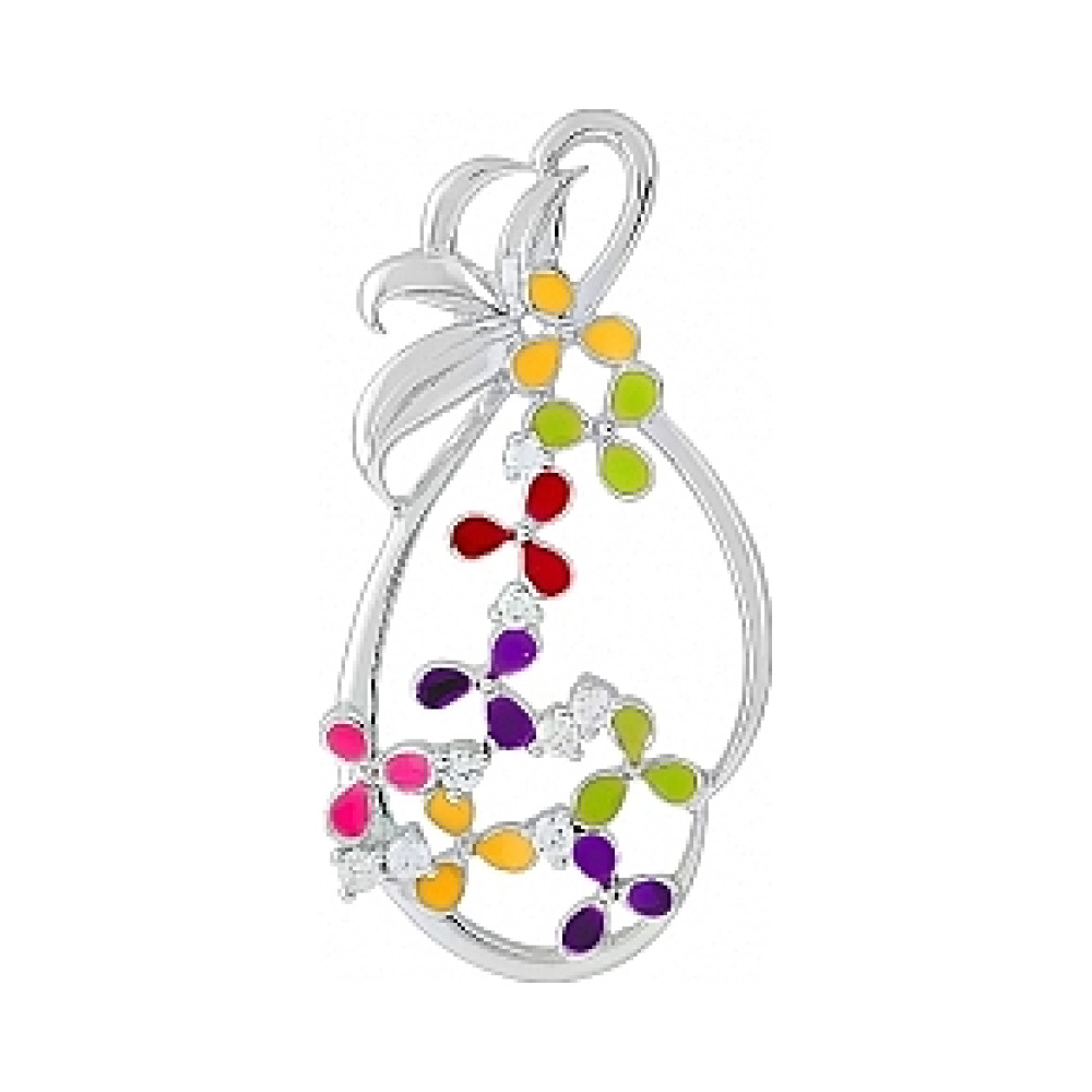 Серебряная подвеска с фианитом и эмалью № 114978