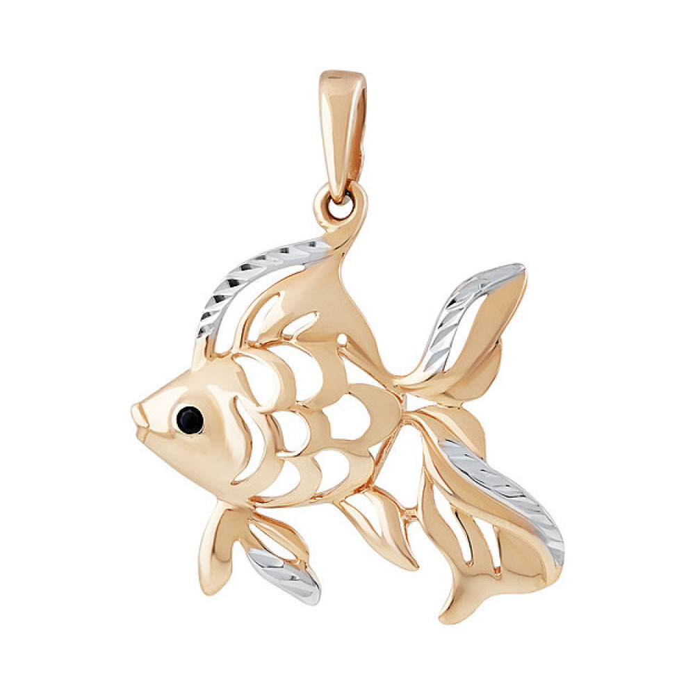 Золотая подвеска с алмазкой и фианитом № 135442