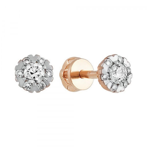 Золотые серьги с фианитом № 137151