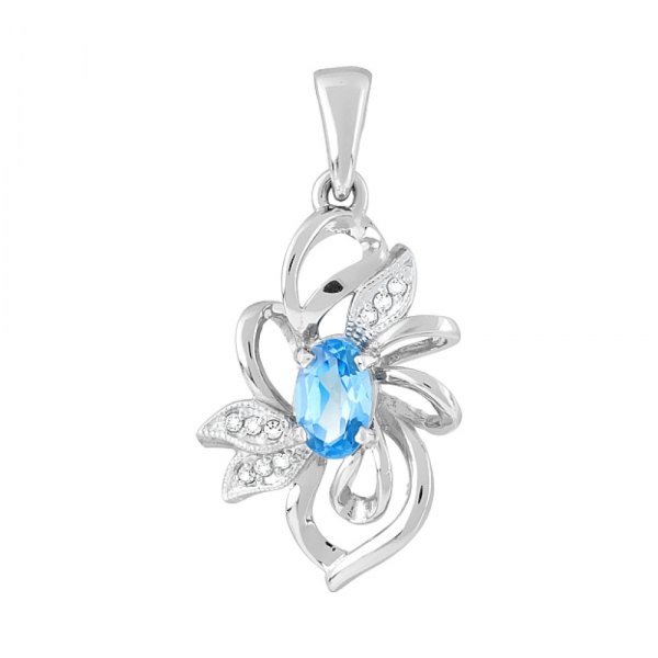 Золотая подвеска с топазом и фианитом № 120512