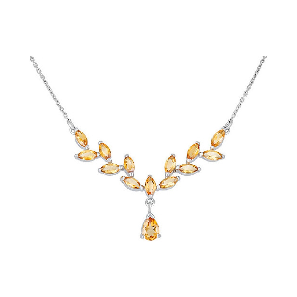 Серебряное колье с цитрином № 123910