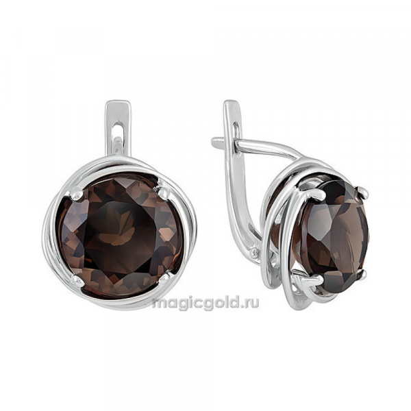 Серебряные серьги с раухтопазом № 140160