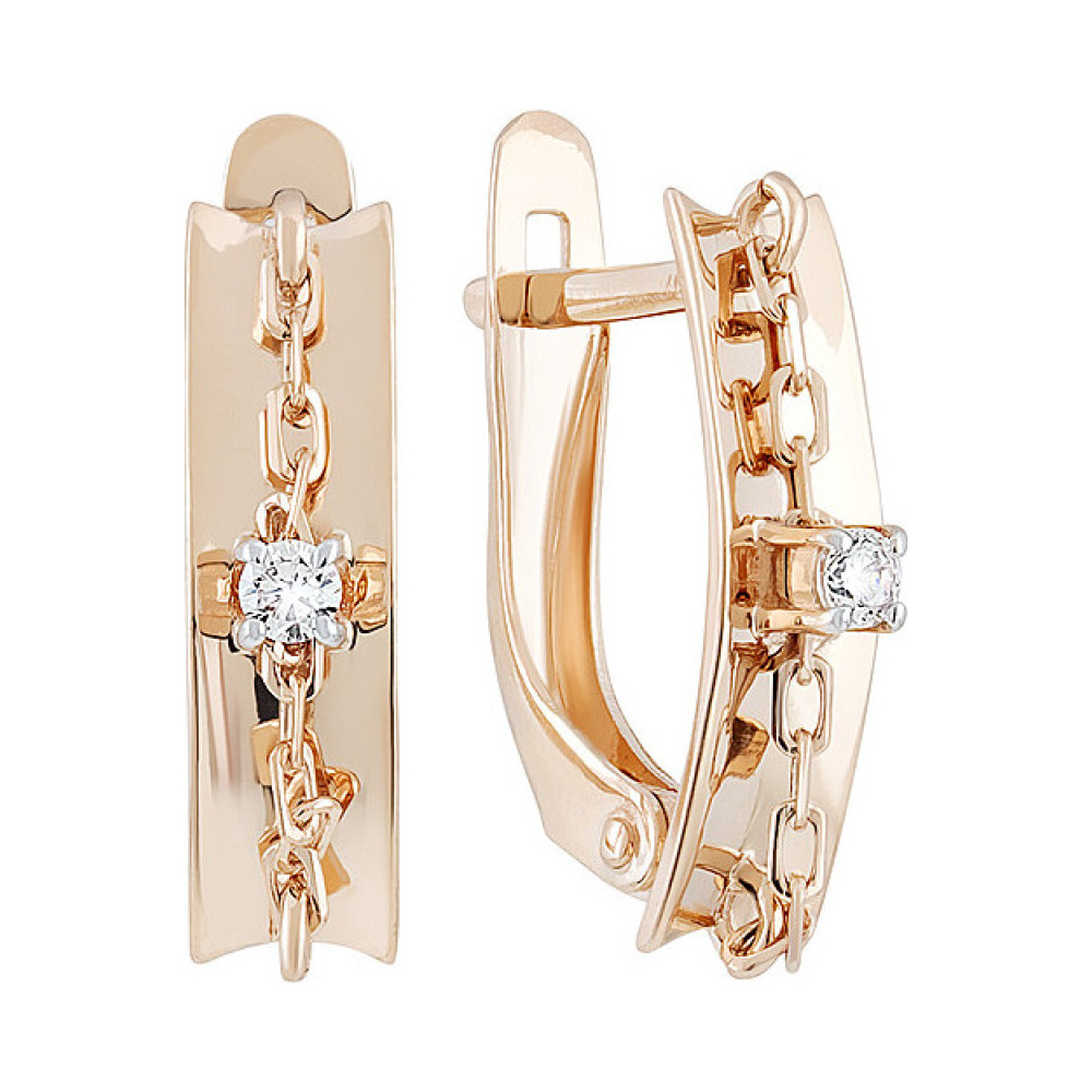 Золотые серьги с фианитом № 133465